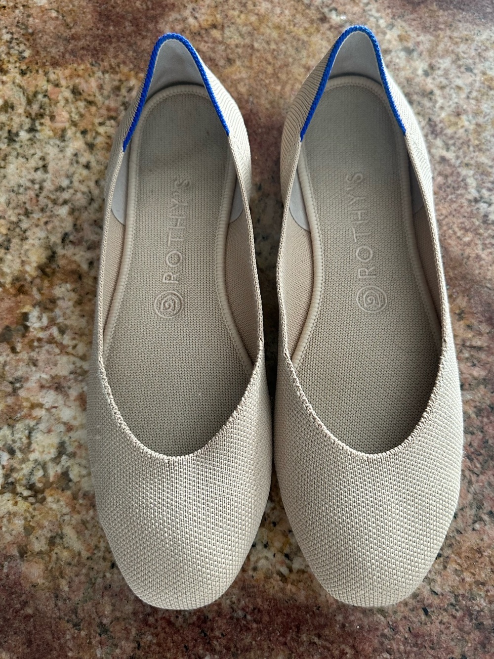 Rothy’s The Flat Round Toe Tan Beige Neutral Knit Slip On Women’s Size 9
